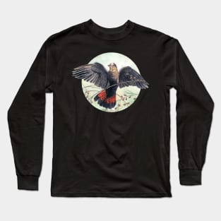 Glossy Black Cockatoo art by Nadya Neklioudova Long Sleeve T-Shirt